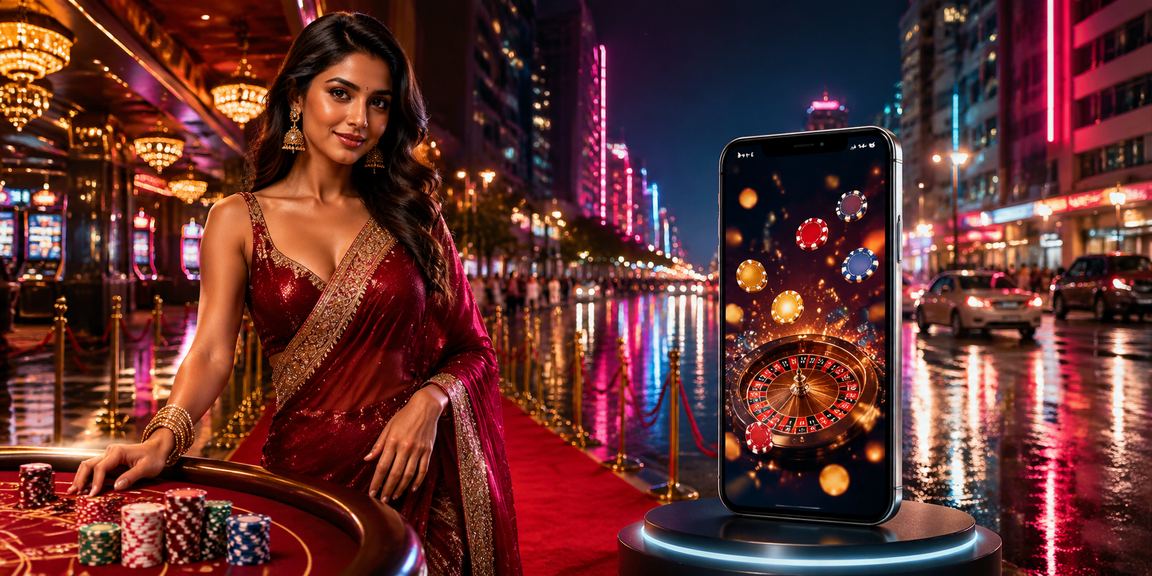 Bangalore MG Road illuminated neon casino slot game interface on mobile