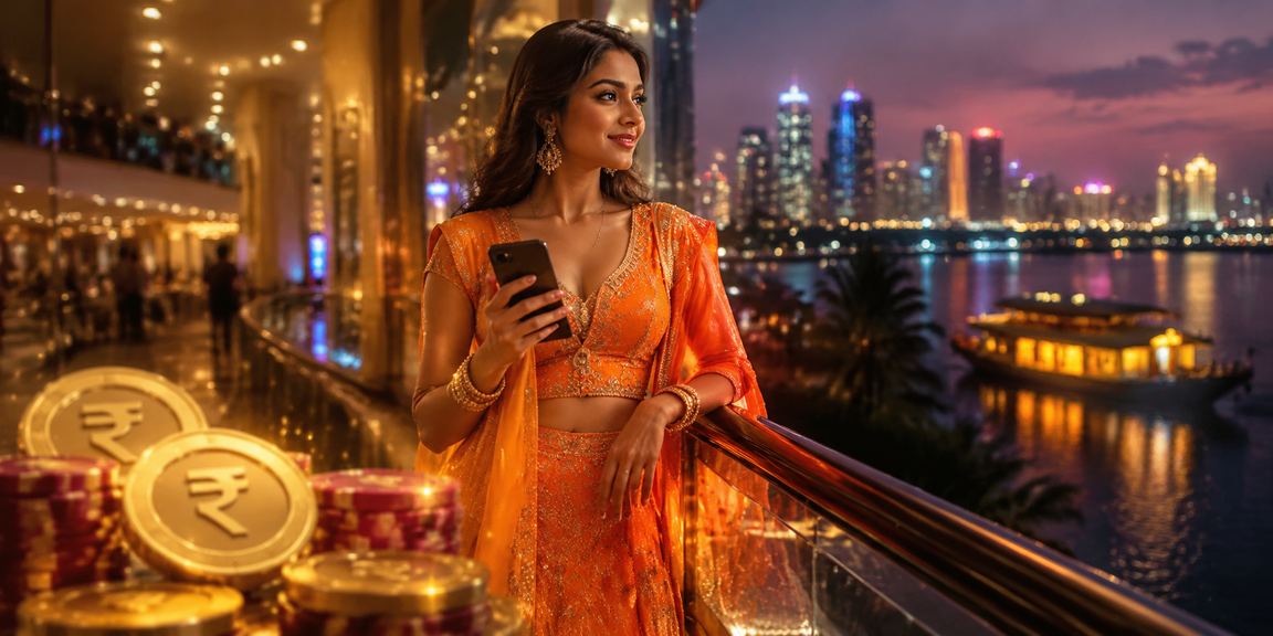 Mobile casino interface shown on a smartphone over Kerala Backwaters